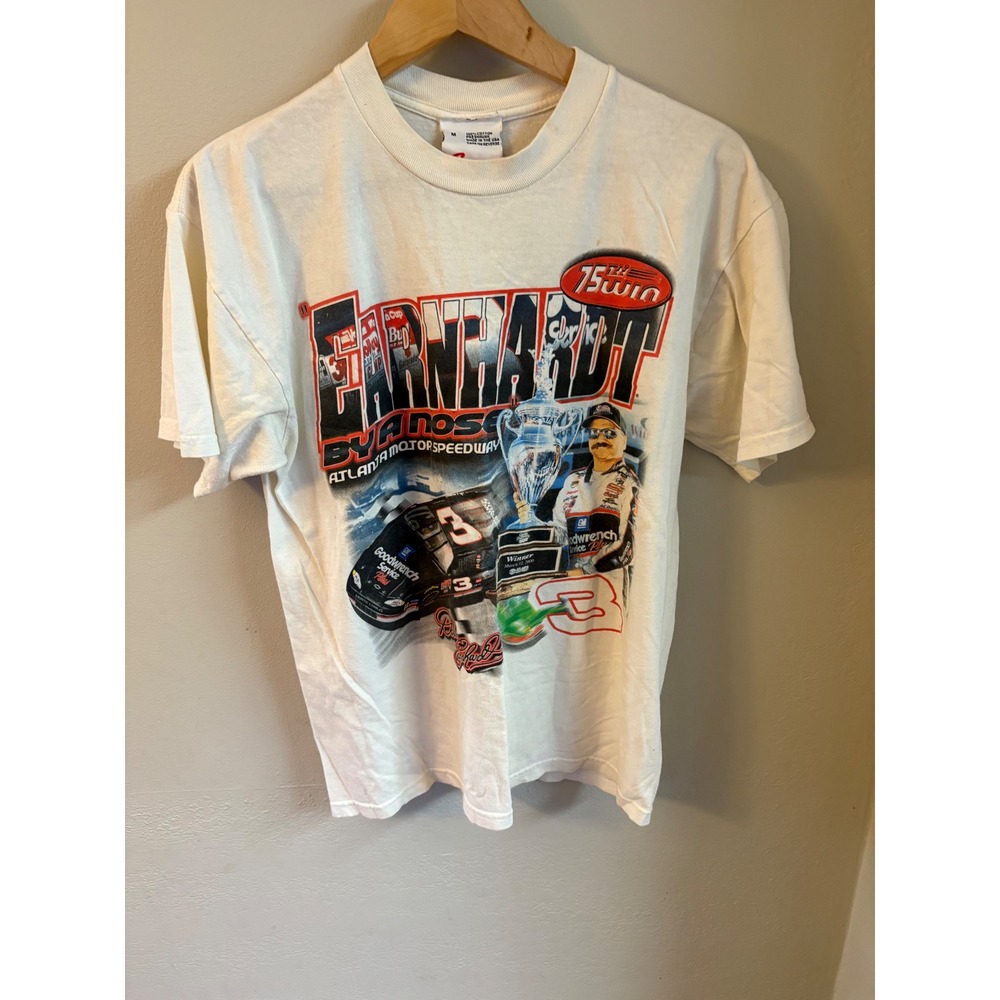 Vintage Dale Earnhardt 75th Win Atlanta Motor Speedway T-Shirt Mens M White 2000